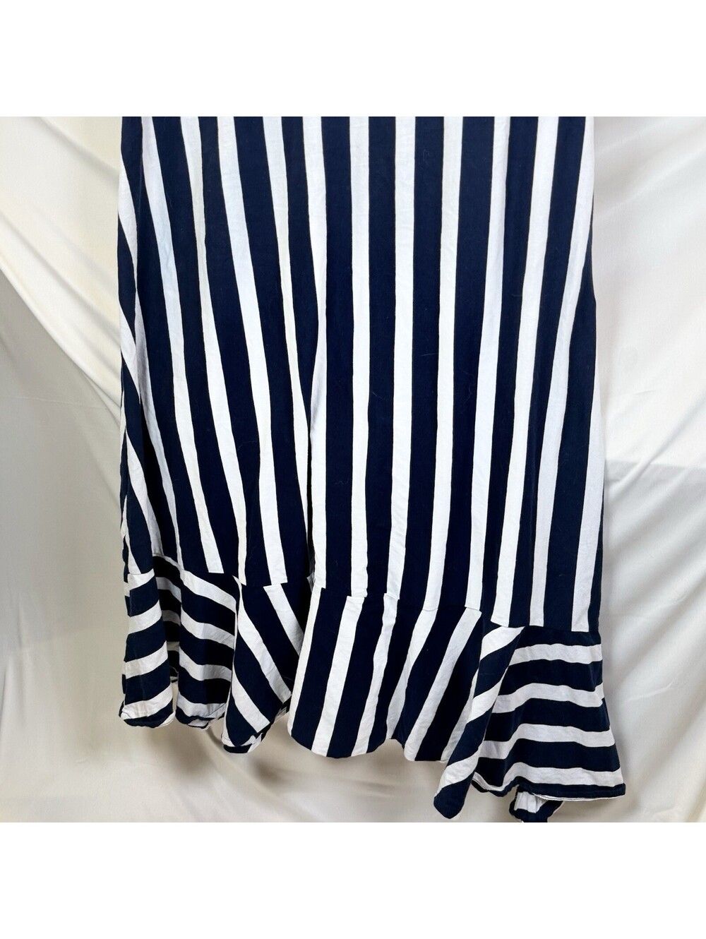 Chaps Womens Large Navy White Striped  Dress Sleeveless V Neck Cotton Summer - Picture 8 of 12